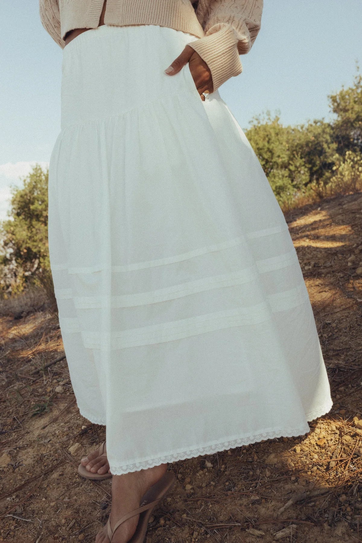 SOLENE RUFFLE MIDI SKIRT