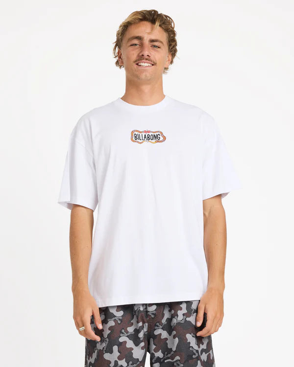 OTIS SNAKE SS white billabong mens short sleeve t-shirt OG fit tee Large front print Otis Carey collection