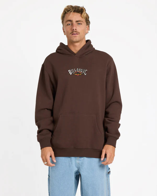OG fit Pouch pocket Centre front embroidery Otis Carey trims OTIS ARCH POP HOOD CHOCOLATE MENS BILLABONG OTIS CAREY