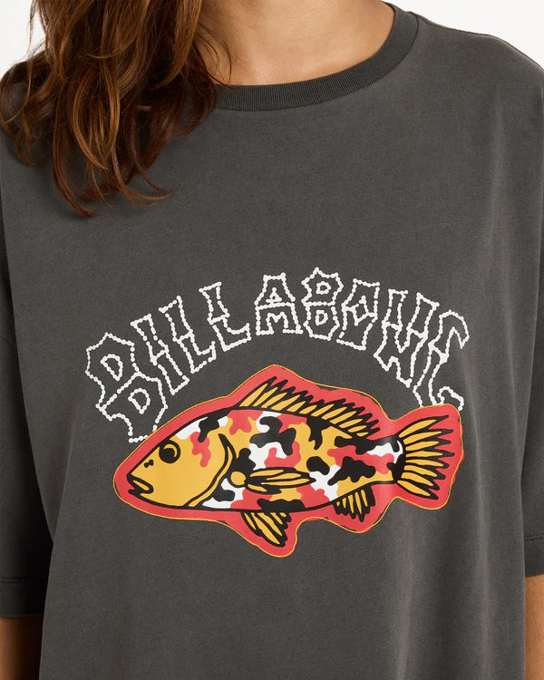 OTIS MANGROVE FISHO TEE BILLABONG WASHED BLACK True boy tee Oversized fit Crew neck Soft-hand screenprint