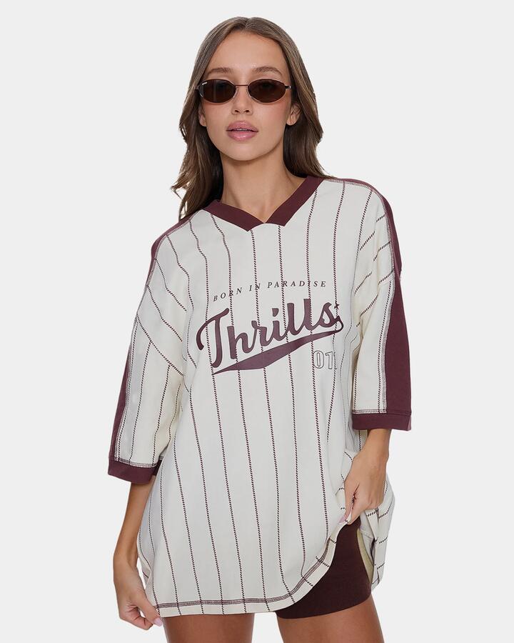 BASELINE STRIPE V-NECK OVERSIZED TEE