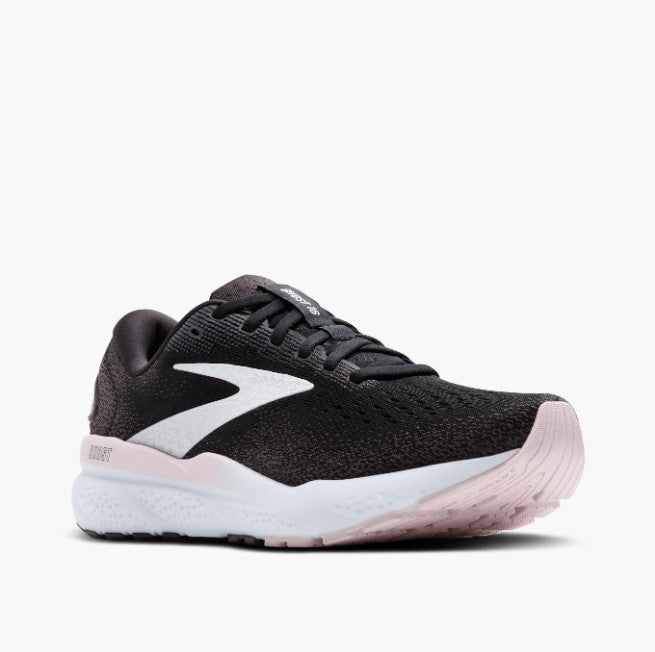 brooks ghost 16 black white orchid ice ladies running shoes marathon training road DNA loft technology pink