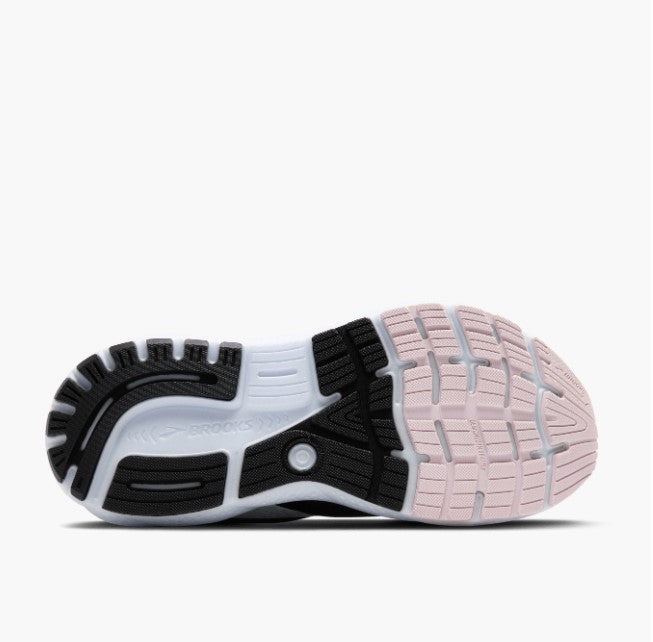 brooks ghost 16 black white orchid ice ladies running shoes marathon training road DNA loft technology pink