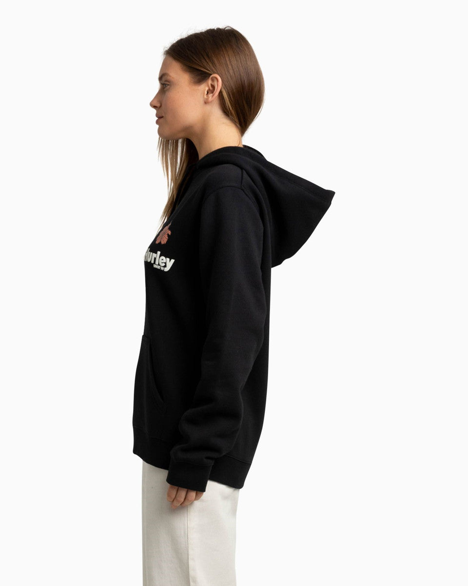 HIBISCUS PULLOVER HOODIE BLACK, LADIES HOODIES, HURLEY HOODIES, LADIES BLACK JUMPERS, HURLEY