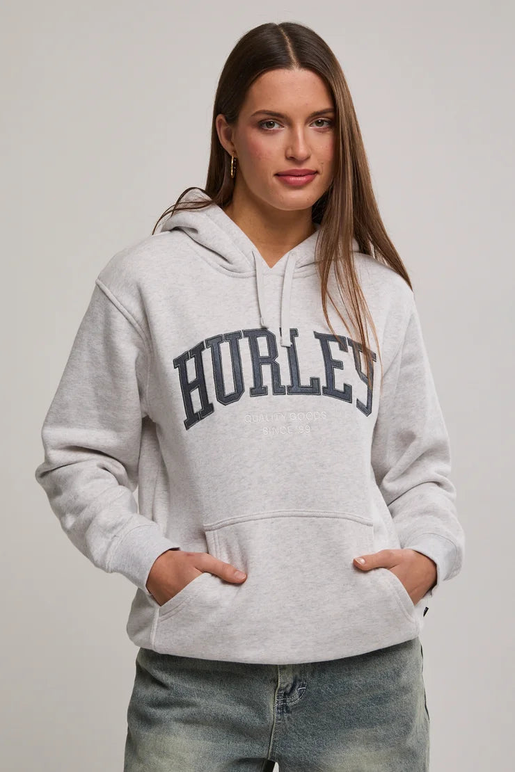 HONOURS PULLOVER HOODIE LIGHT HEATHER, HURLEY, LADIES HOODIES, HURLEY HOODIES, GREY HOODIES, WINTER CLOTHING, HURLEY