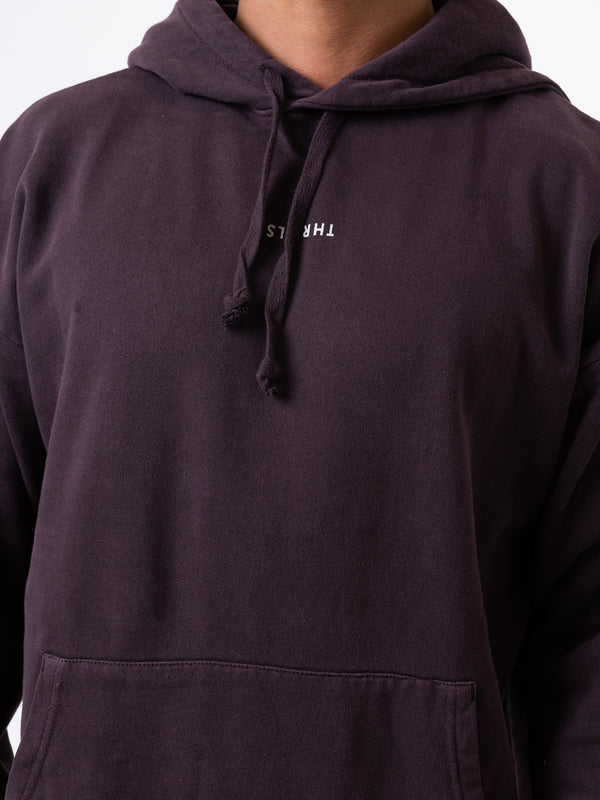 MINIMAL THRILLS SLOUCH PULL ON HOOD, DEEP PLUM