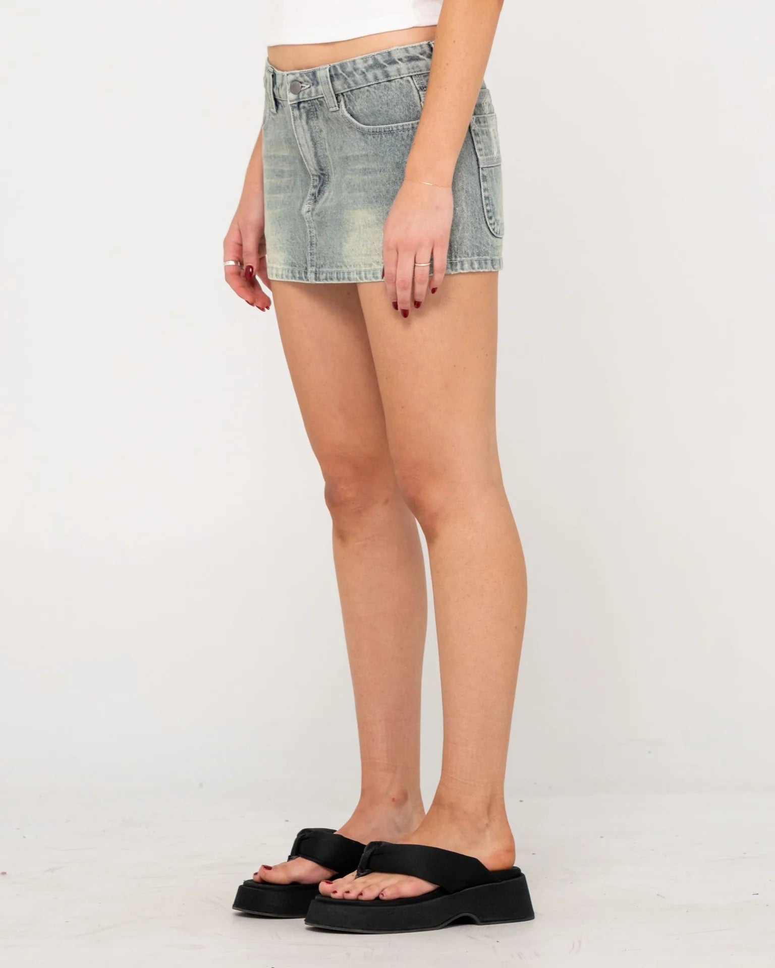 NORTY LOW RISE DENIM MICRO MINI SKIRT