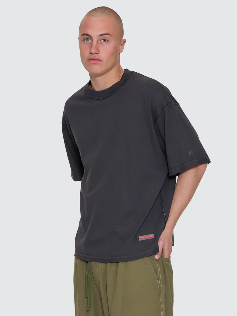 REVERSE BOX FIT CROPPED OVERDYE TEE