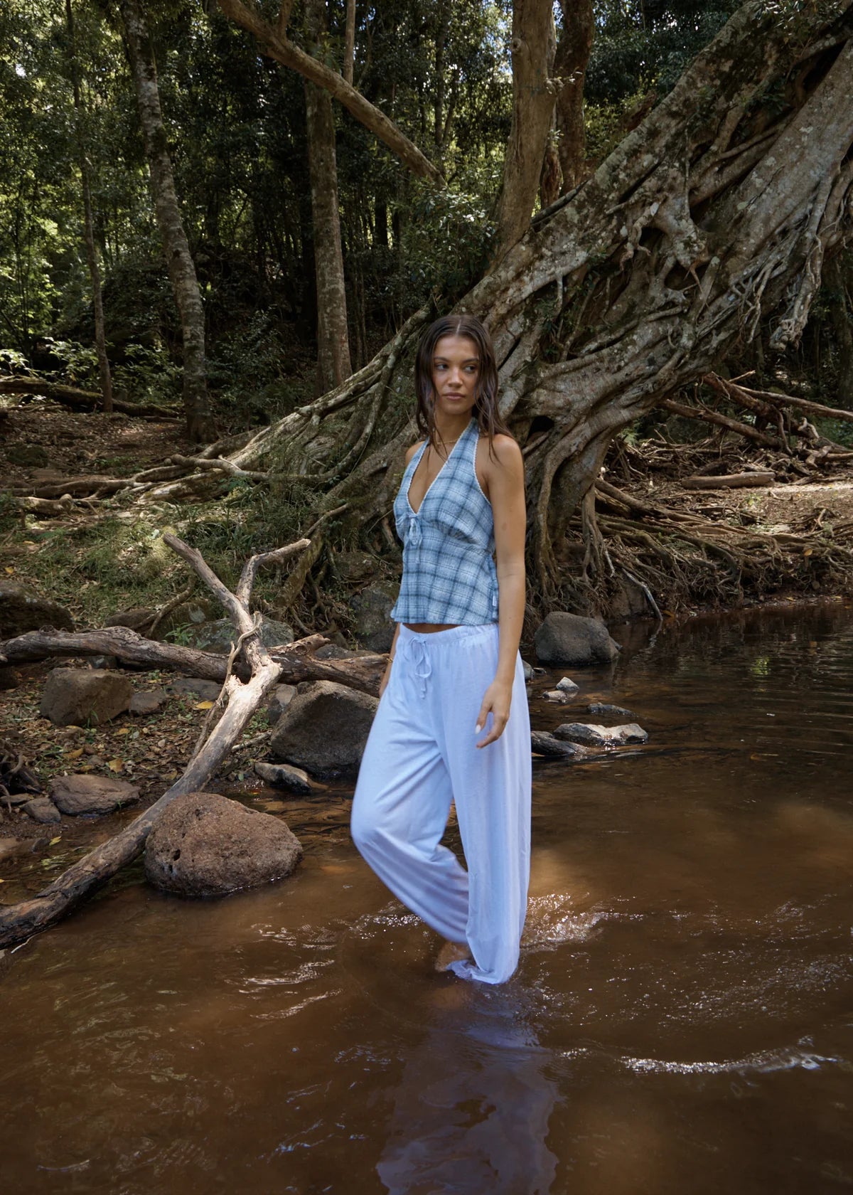 LAGOON SEERSUCKER HALTER TOP