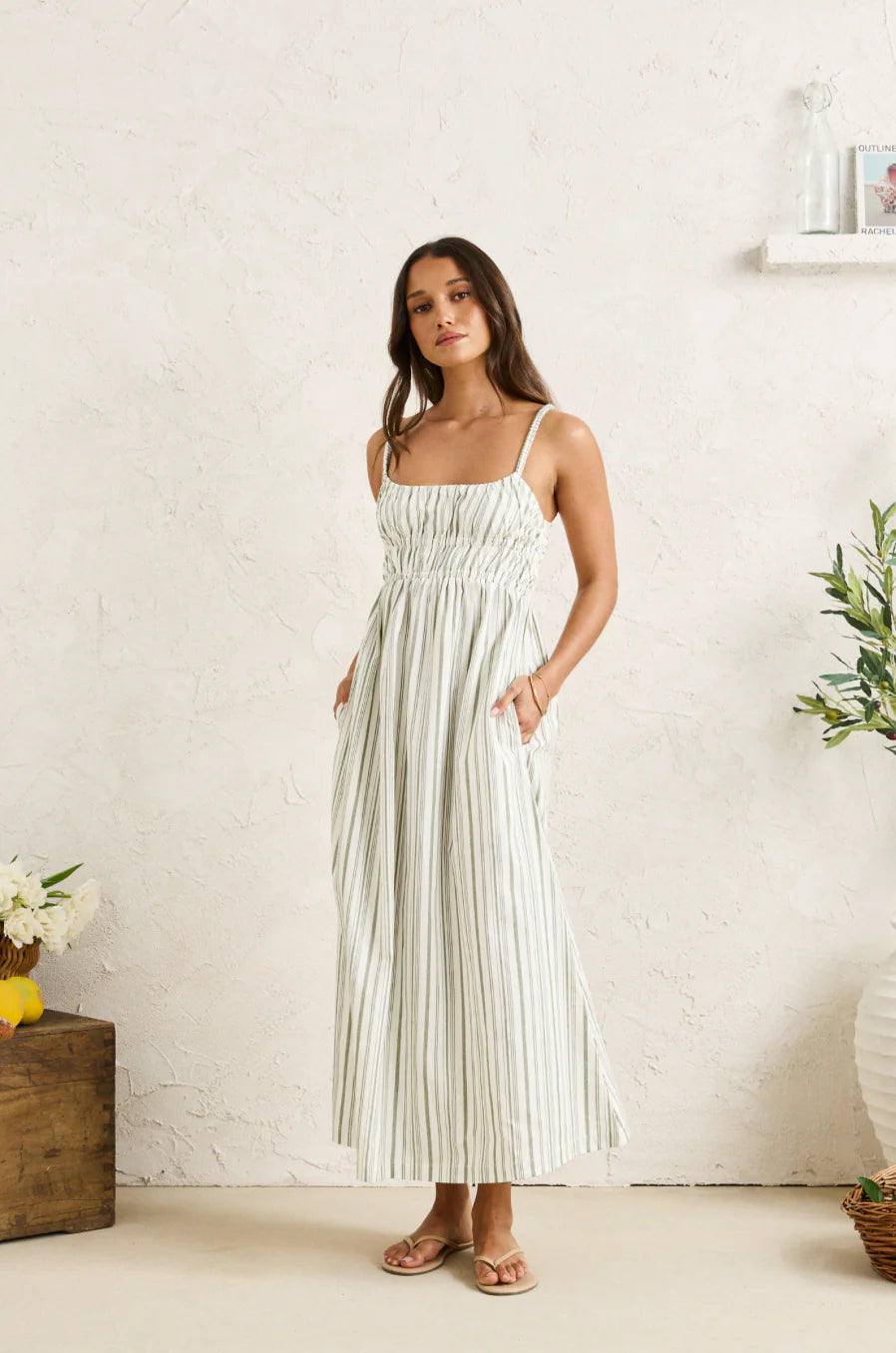 MALLORCA STRIPE MIDI DRESS