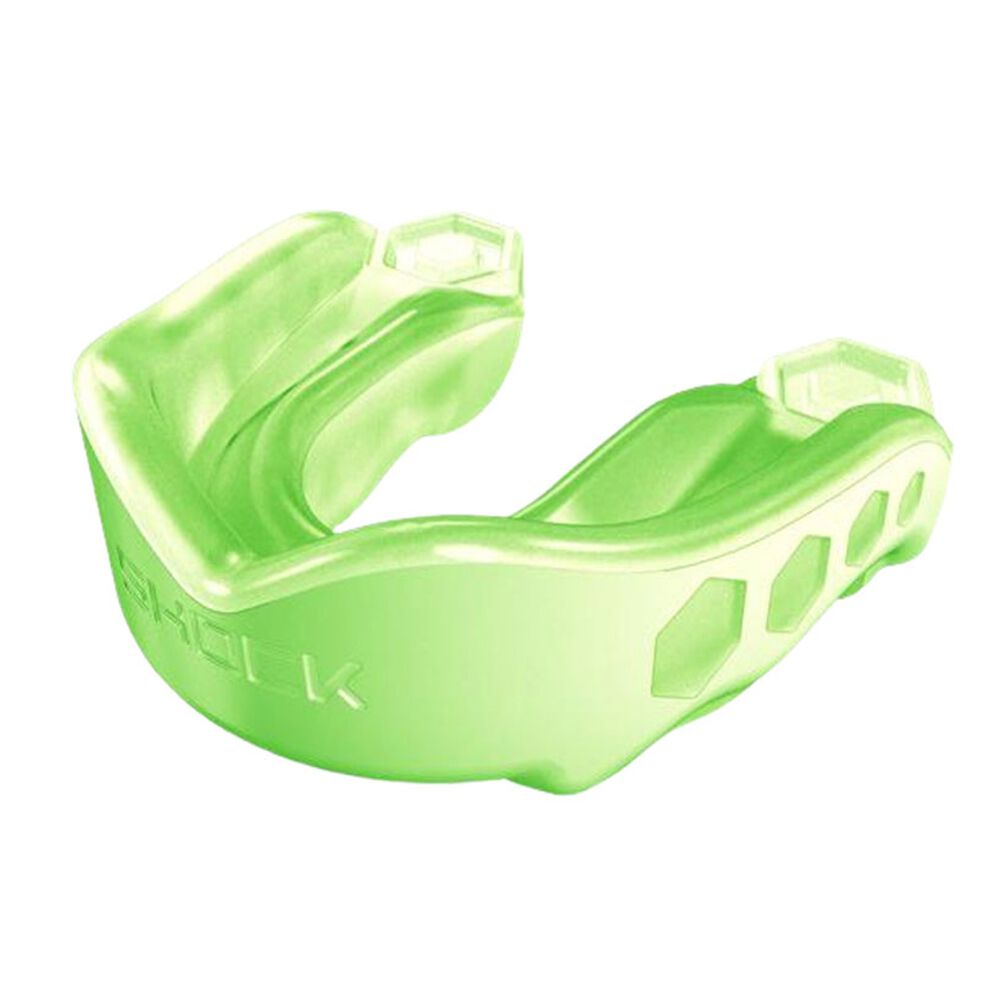 Green mouthguard on a white background