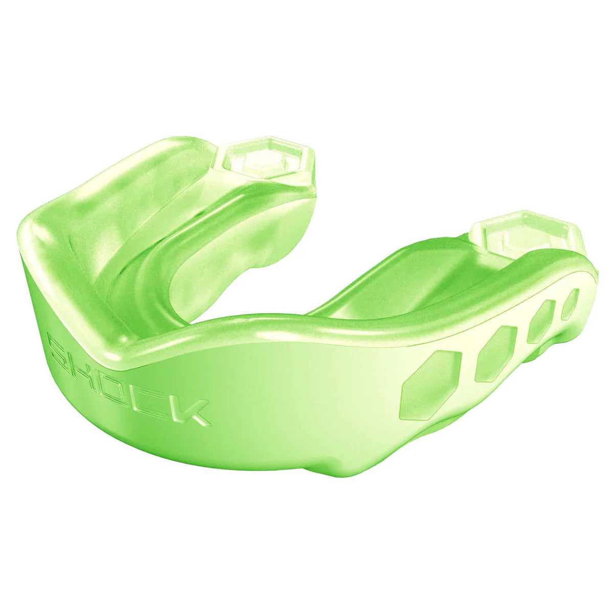 Green mouthguard on a white background