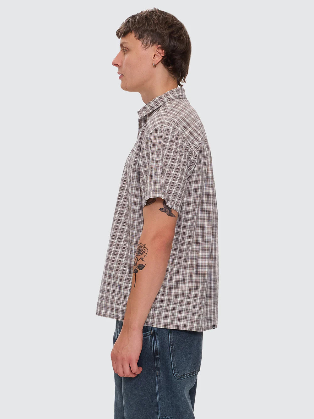 ADORNED CHECK SHORT SLEEVE SHIRT