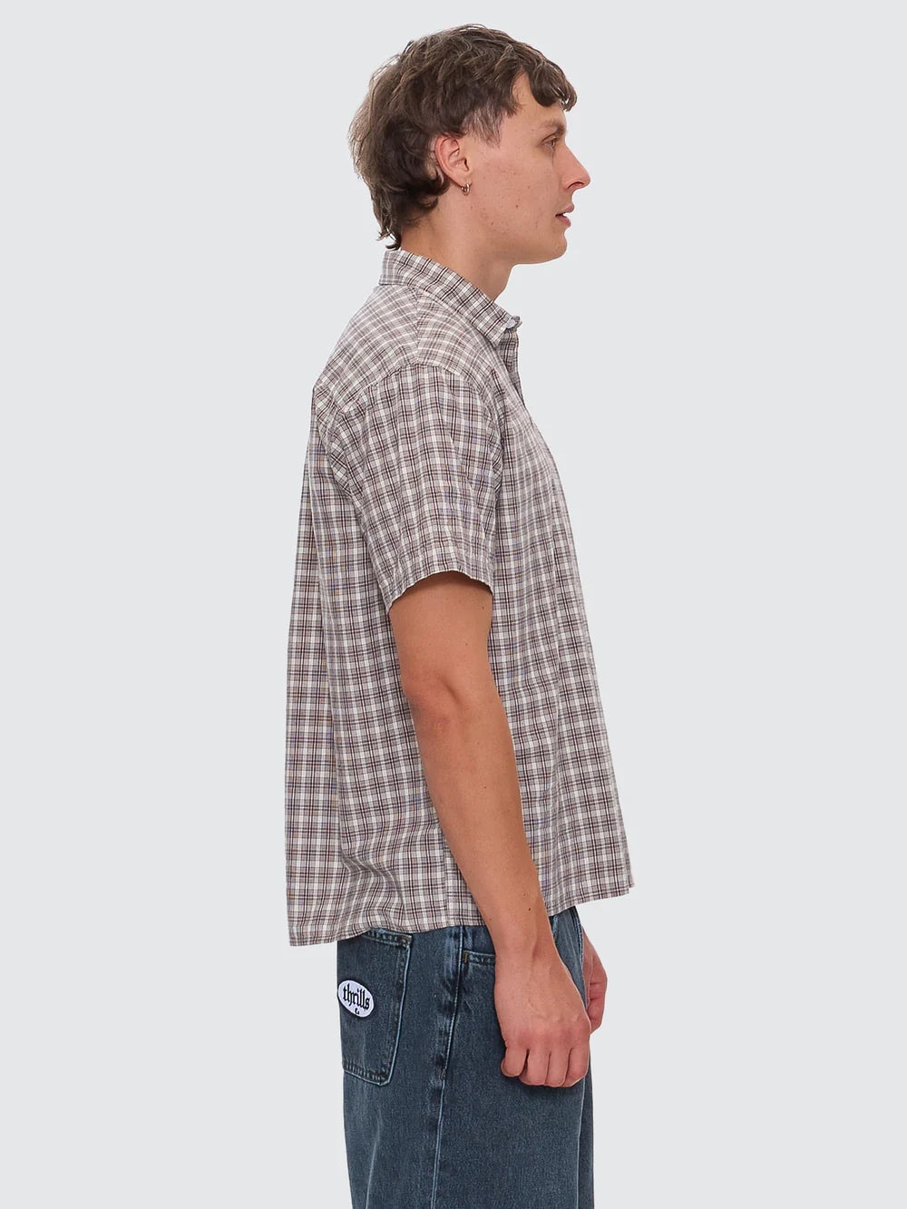 ADORNED CHECK SHORT SLEEVE SHIRT