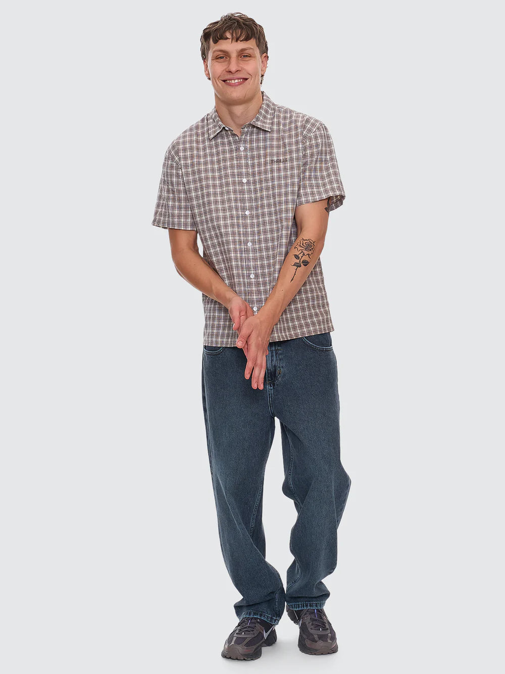 ADORNED CHECK SHORT SLEEVE SHIRT