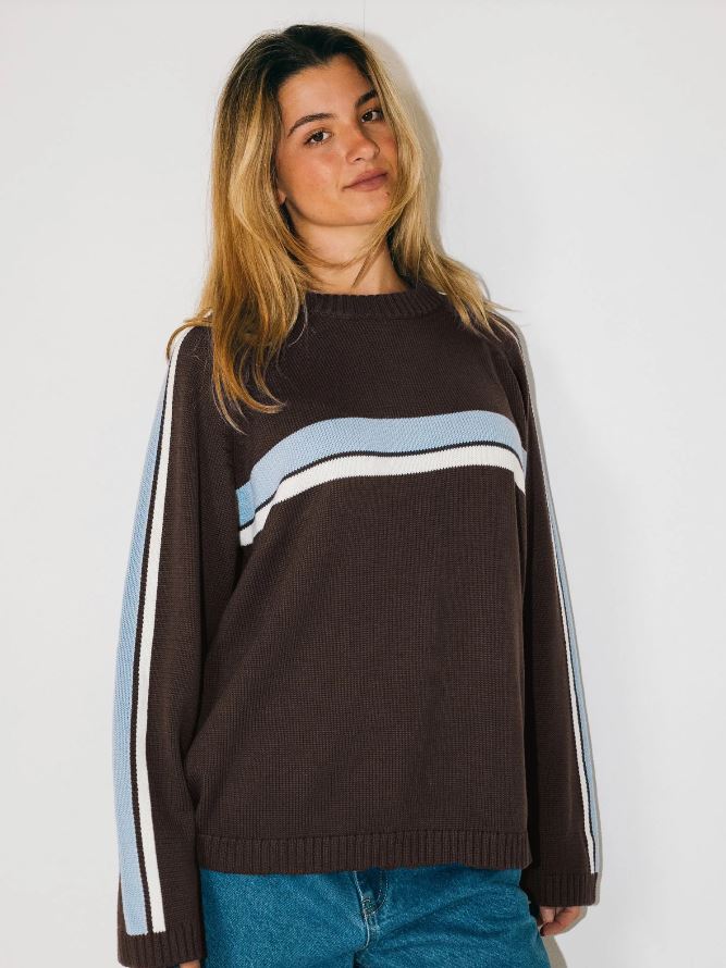 WHITE LINES LONG SLEEVE CREW KNIT