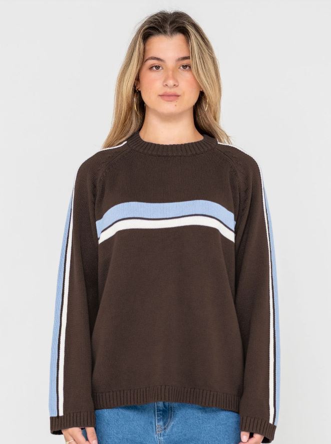 WHITE LINES LONG SLEEVE CREW KNIT