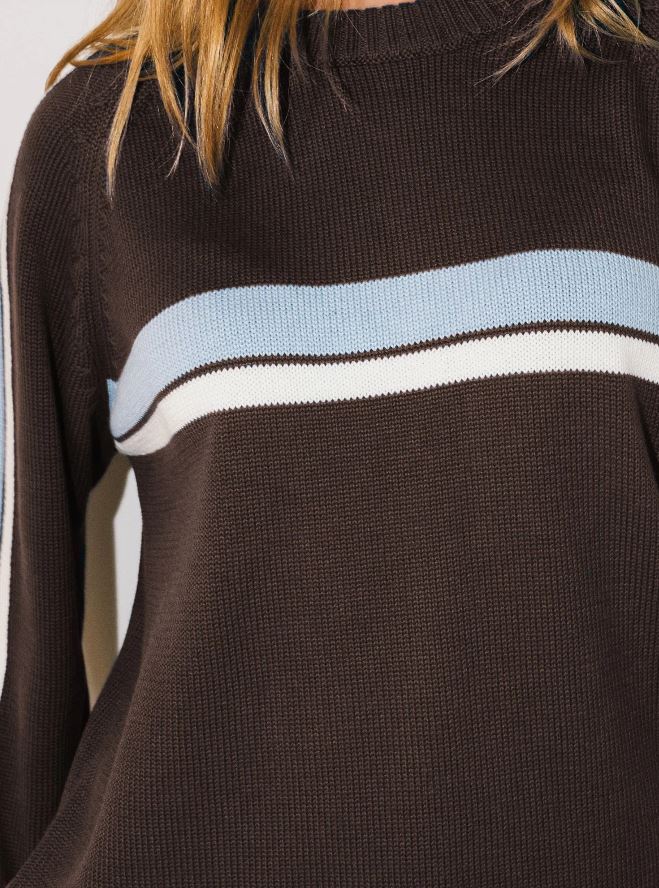 WHITE LINES LONG SLEEVE CREW KNIT