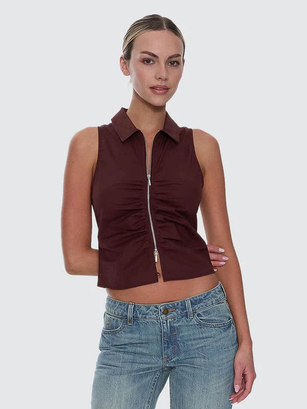 ANDY ZIP SLEEVELESS SHIRT