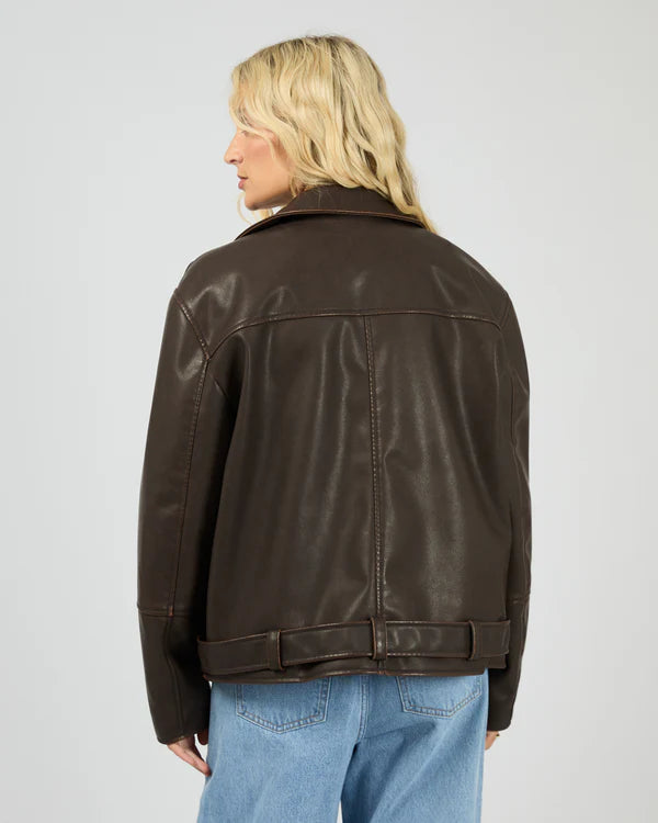 MOSS WASHED BIKER JACKET