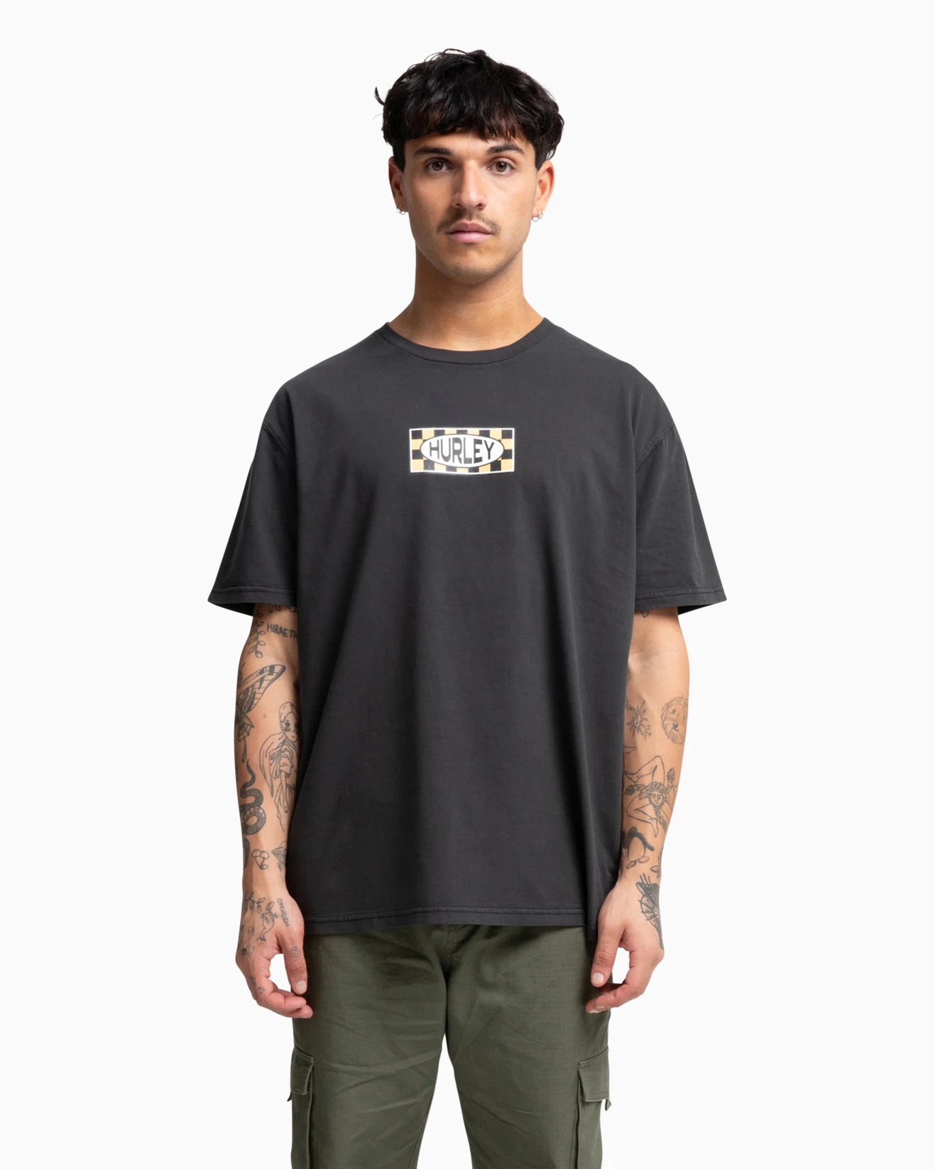 check tee, black, hurley, mens t-shirt