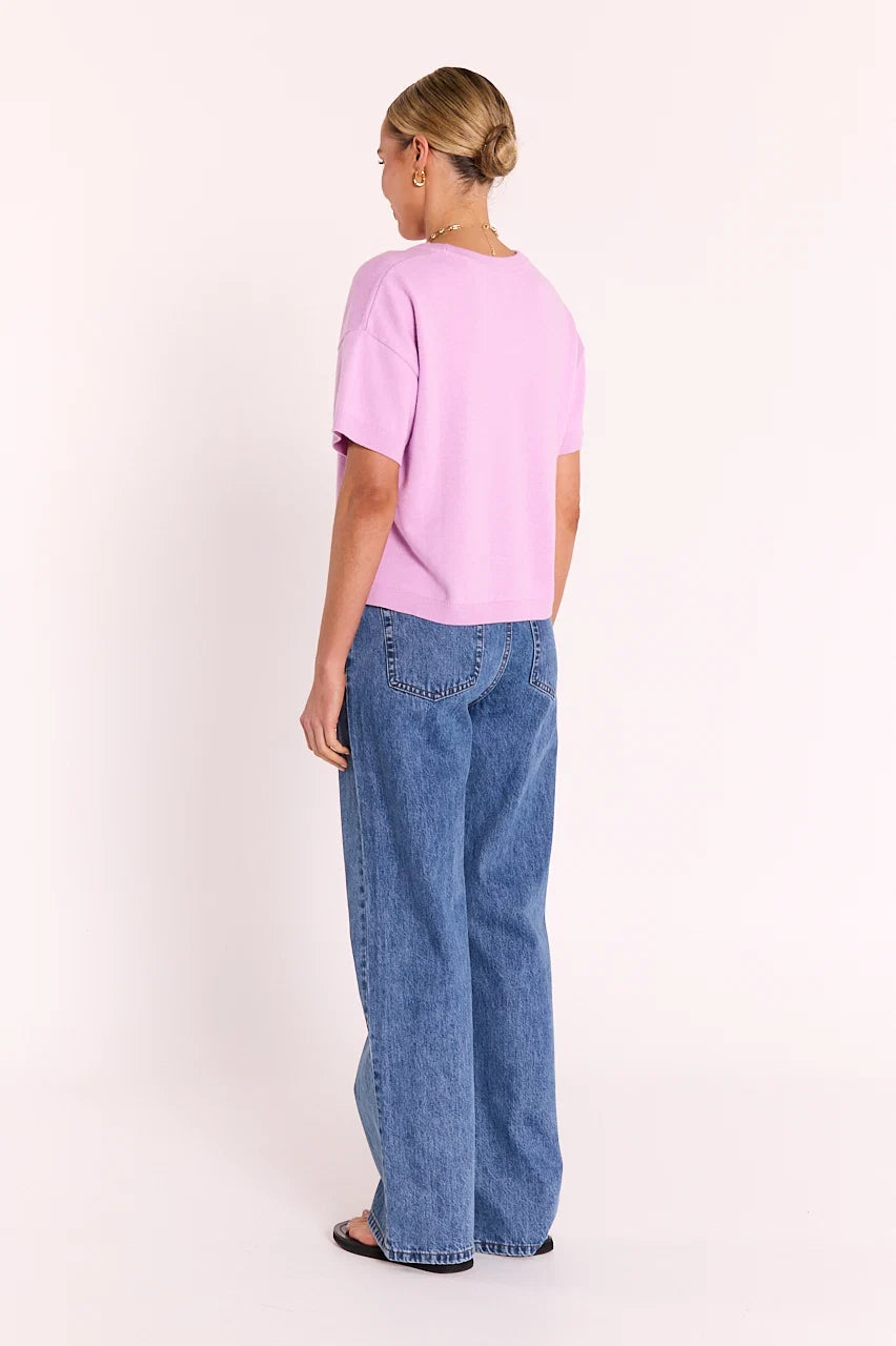 ladies short sleeve lilac knit
