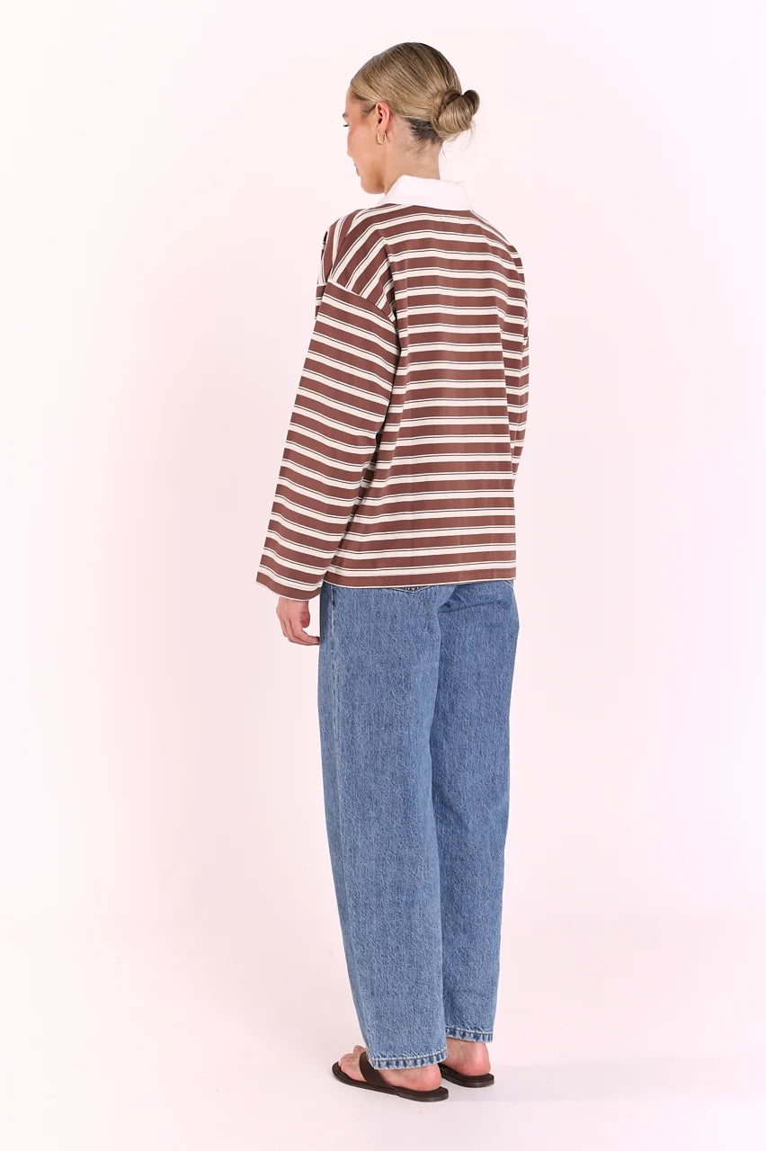 brown stripe long sleeve top