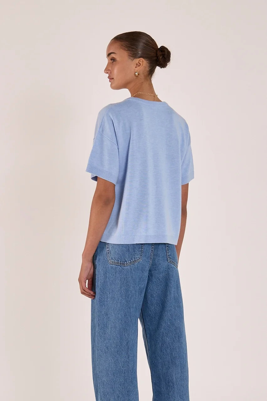 feather and noise lightweight pale blue knit