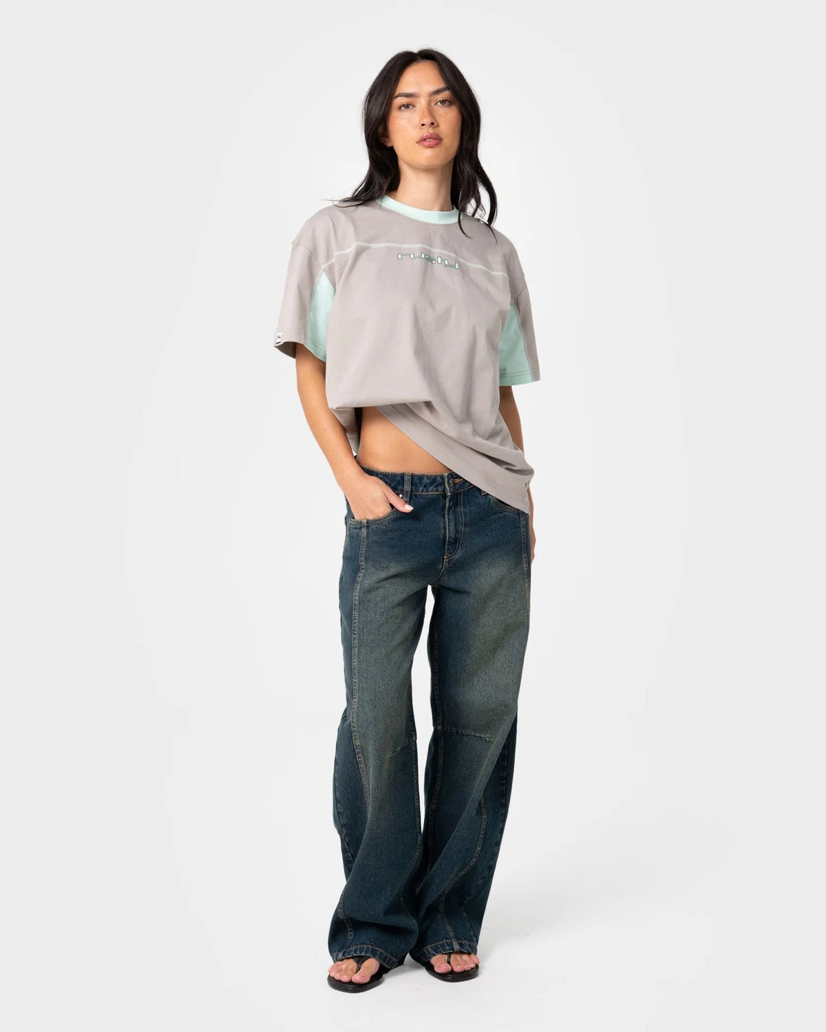 grey mint rust oversized t-shirt