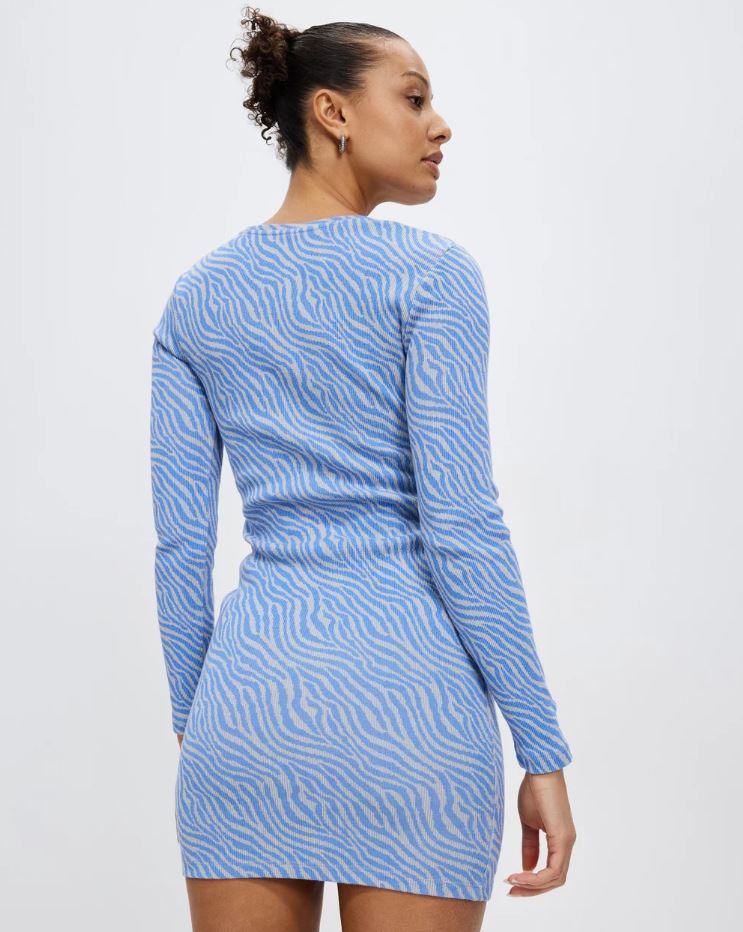 SHADOWS RIBBED CUT OUT LONG SLEEVE DRESS