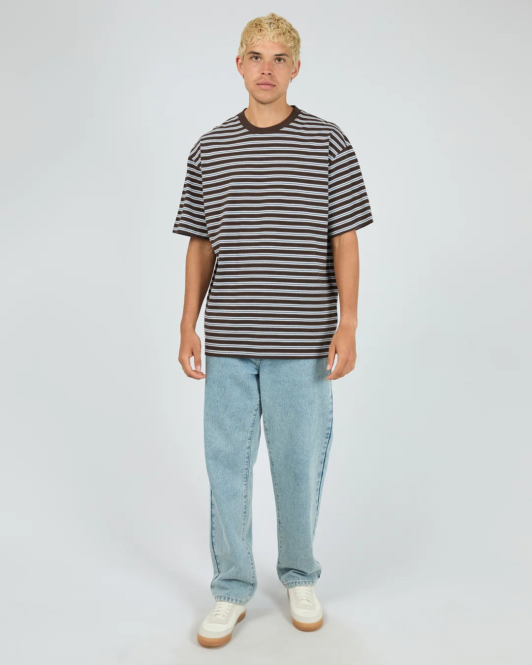mens stripe chocolate tshirt