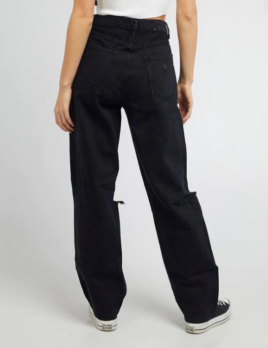 A SLOUCH JEAN black rip abrand ladies jeans black denim relaxed fit ripped knees