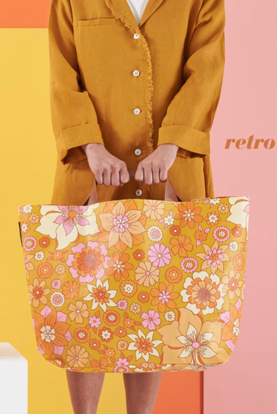 SHOPPER TOTE MUSTARD FLORAL