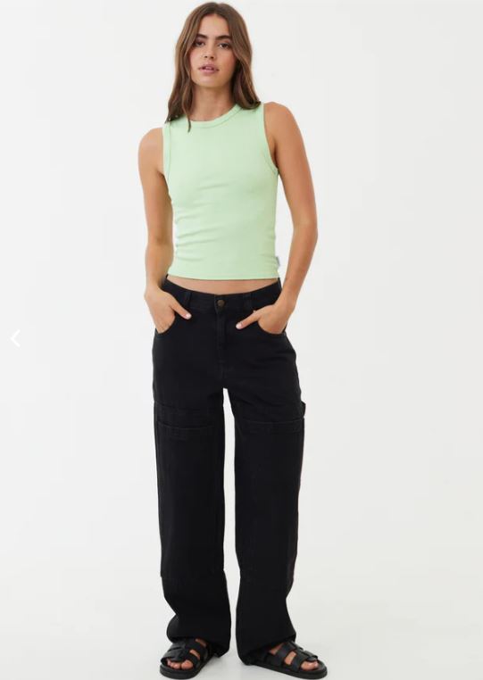 ORGANIC DENIM CARPENTER JEANS WASHED BLACK AFENDS LADIES PANTS STRAIGHT LEG BLACK POCKETS OVERSIZED MOSS WIDE LEGGED WOMENS