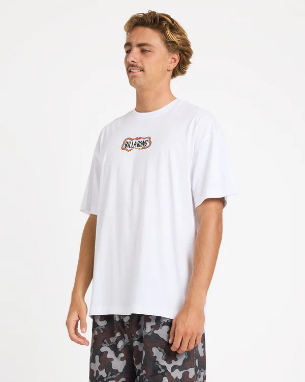 OTIS SNAKE SS white billabong mens short sleeve t-shirt OG fit tee Large front print Otis Carey collection