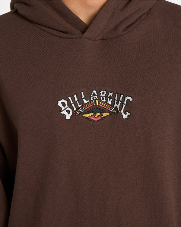 OG fit Pouch pocket Centre front embroidery Otis Carey trims OTIS ARCH POP HOOD CHOCOLATE MENS BILLABONG OTIS CAREY