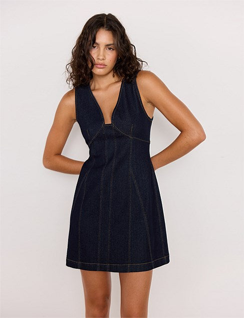 RAYA DENIM MINI DRESS