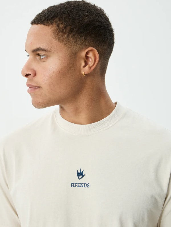 BURNIN RETRO FIT TEE MENS AFENDS MOONBEAM RIBBED CREW NECK TEE