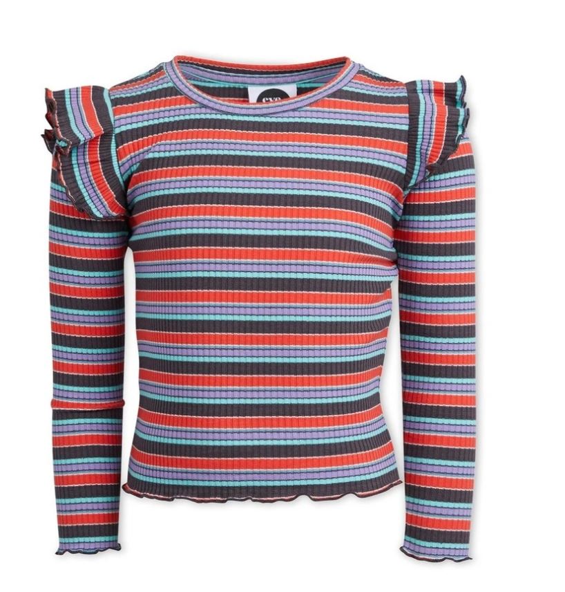 eve girl, girls ribbed long sleeve, girls colourful tee