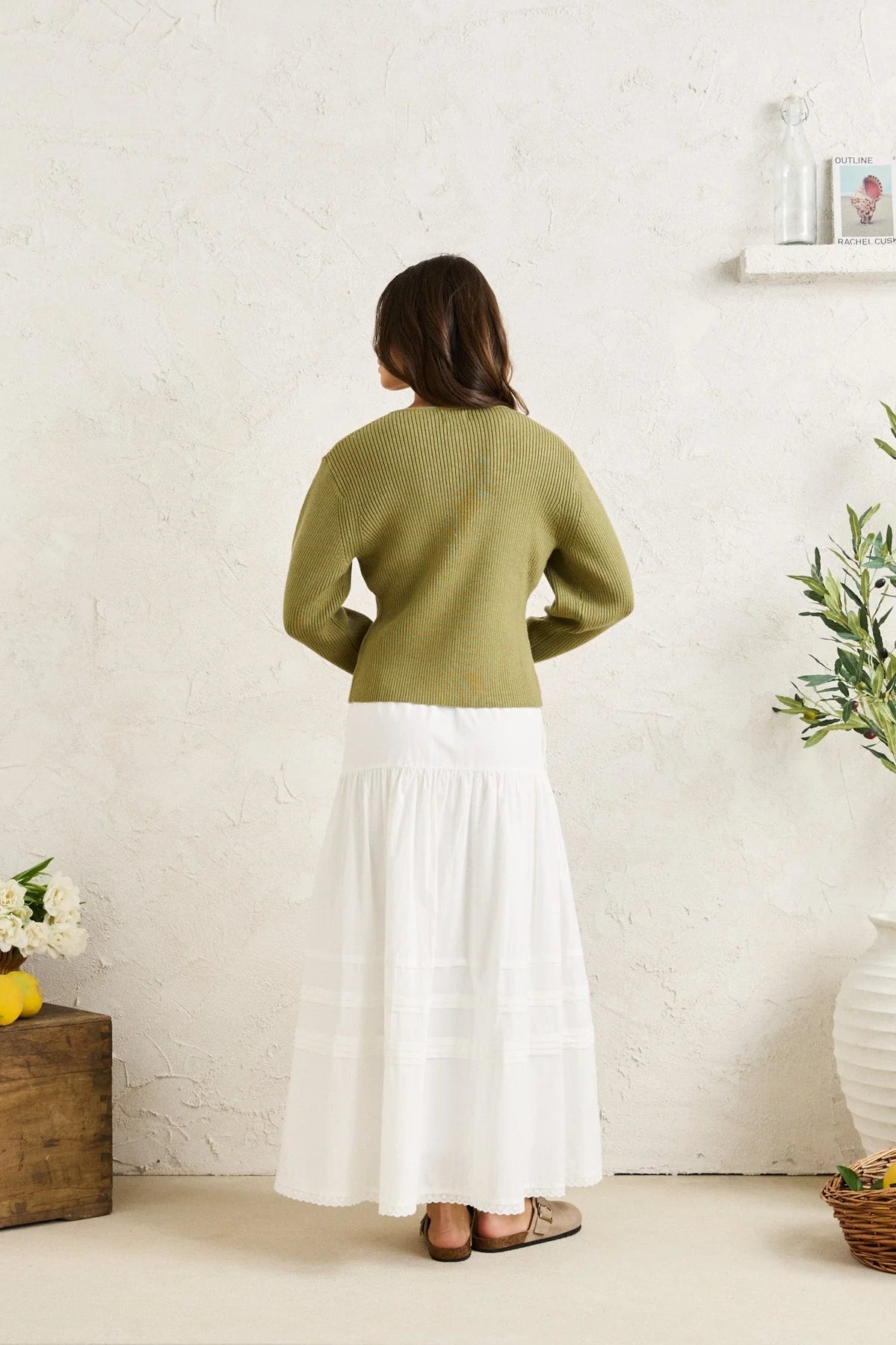 SOLENE RUFFLE MIDI SKIRT