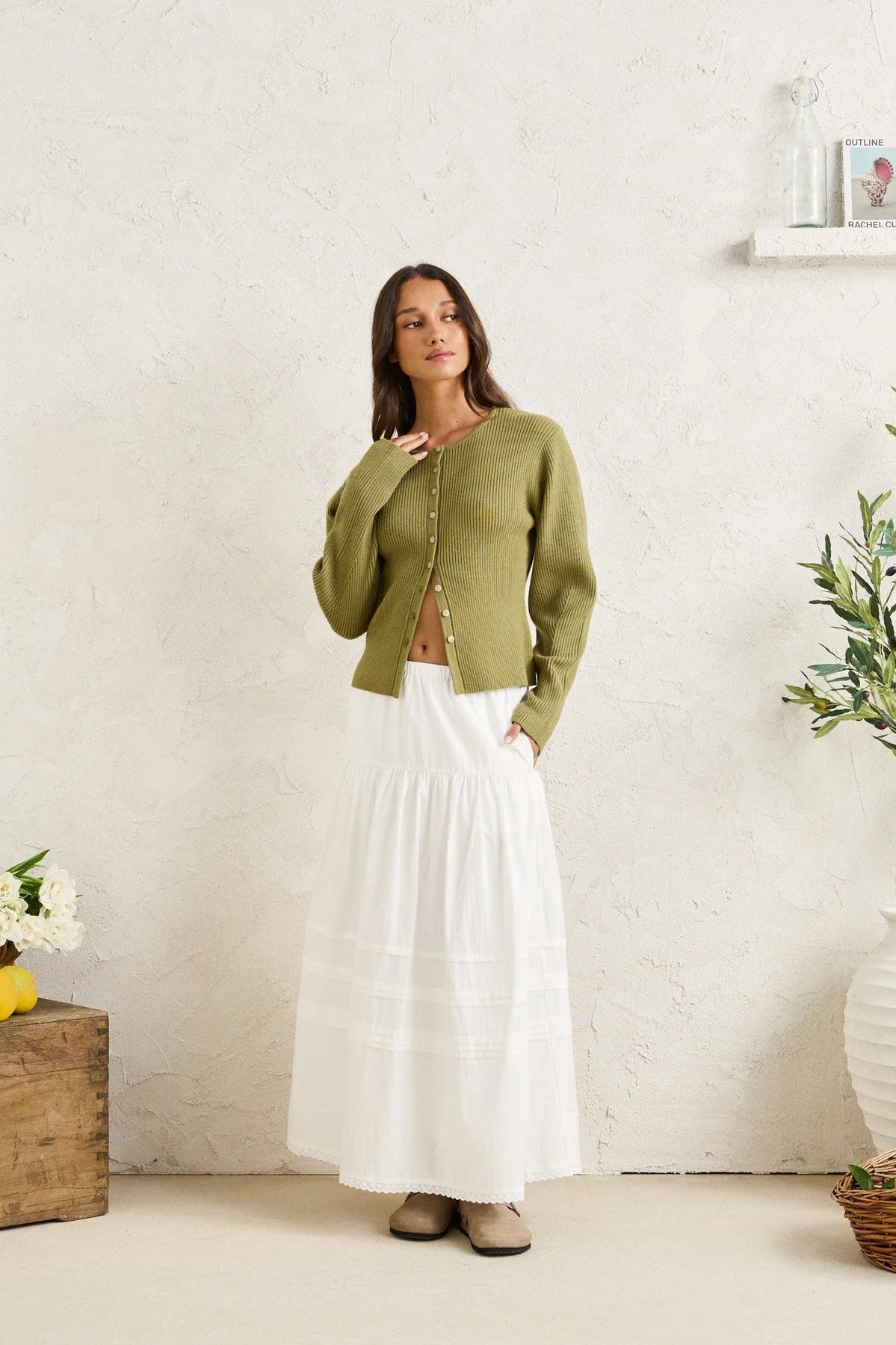 SOLENE RUFFLE MIDI SKIRT