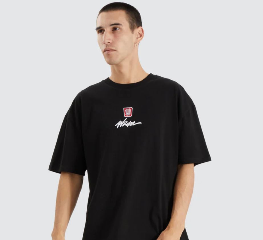 DETONE BOX FIT TEE WNDRR BLACK MENS T-SHIRT LOOSE BOX FIT OVERSIZED TOP LOGO