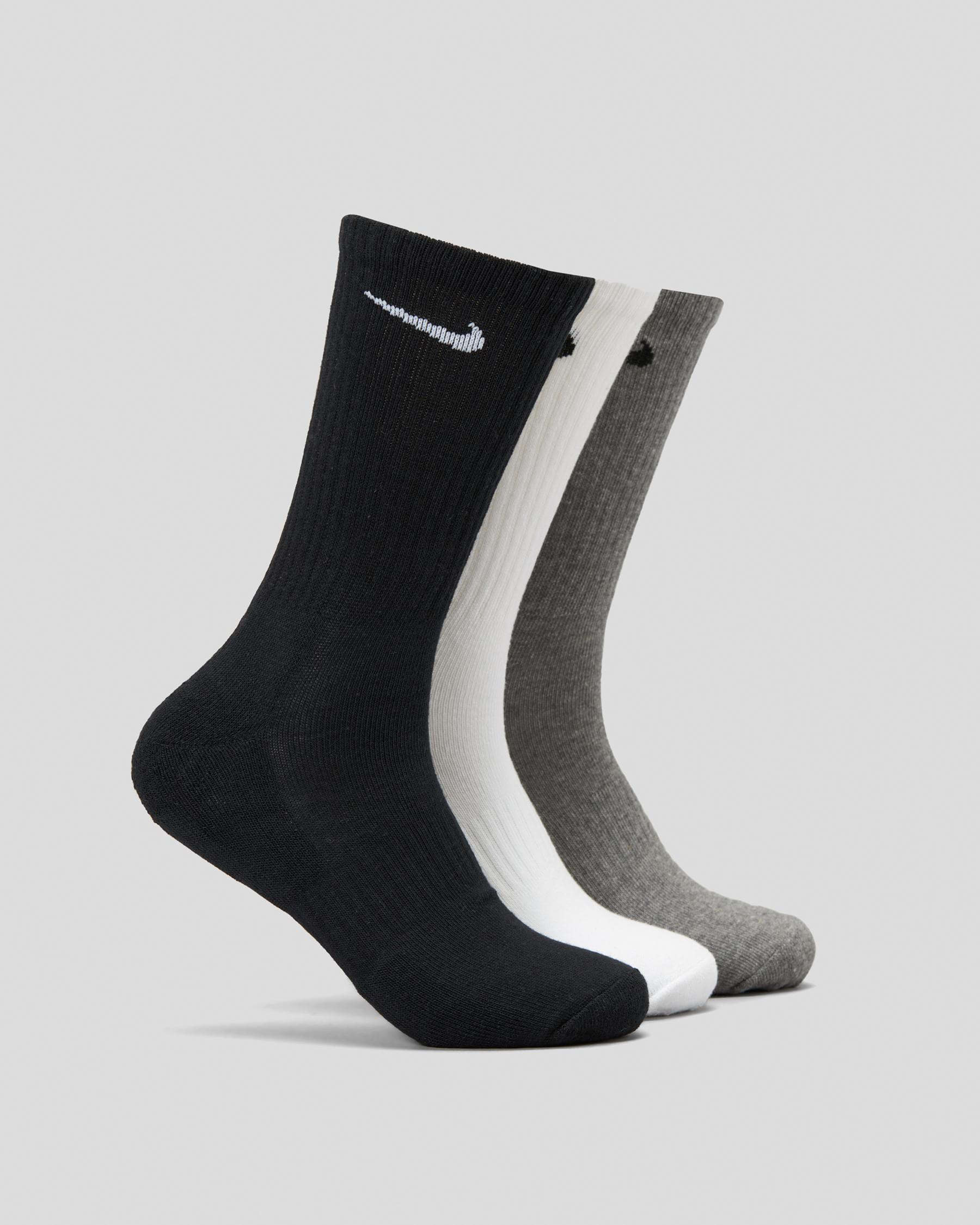 EVERYDAY CUSH CREW SOCKS MENS WOMENS ACCESSORIES GREY BLACK  WHITE DRI-FIT