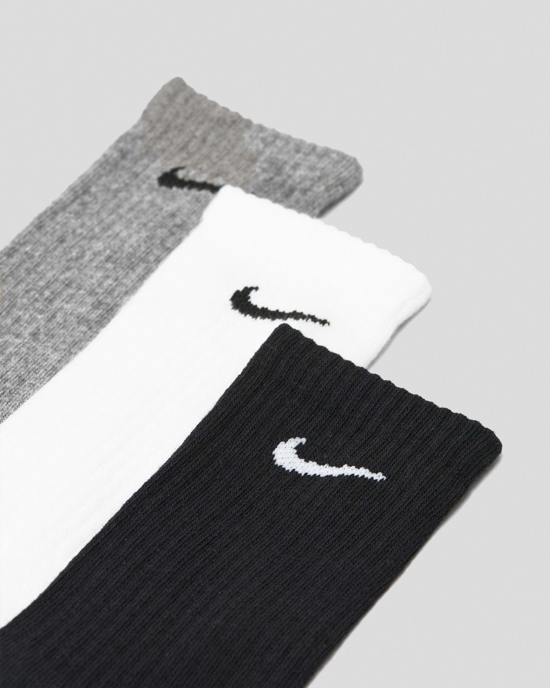 EVERYDAY CUSH CREW SOCKS MENS WOMENS ACCESSORIES GREY BLACK WHITE DRI-FIT