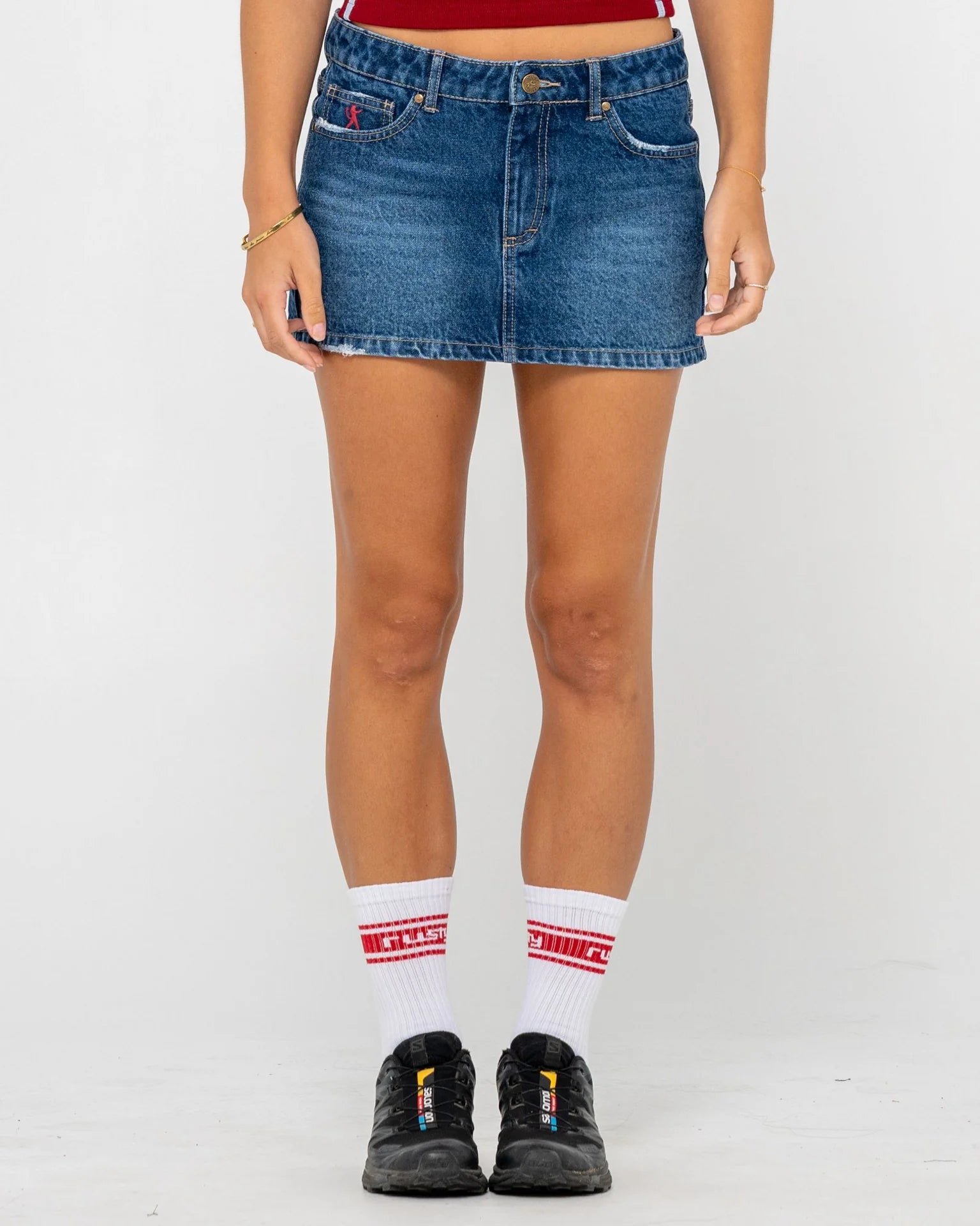 SHORTY LOW RISE DENIM MICRO MINI SKIRT