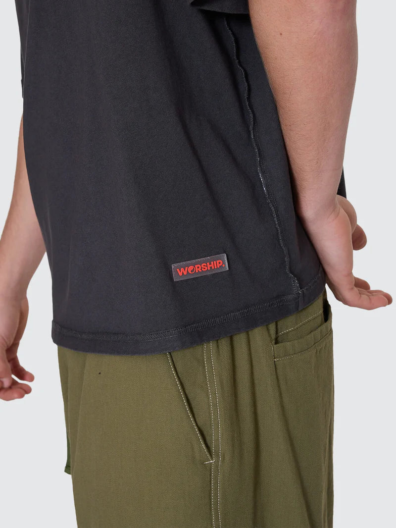 REVERSE BOX FIT CROPPED OVERDYE TEE