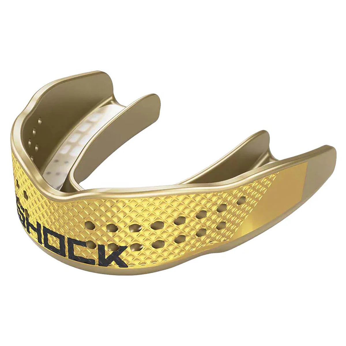Gold mouthguard with 'Rogsk' branding on a white background