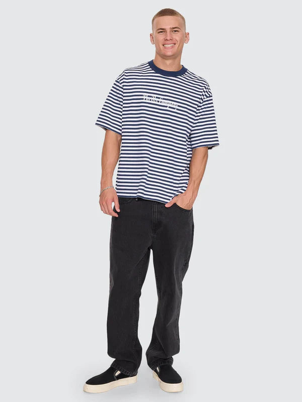 PRIMITIVE STRIPE OVERSIZE BOX CROP TEE