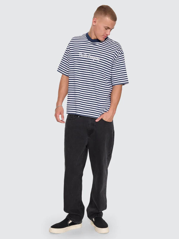 PRIMITIVE STRIPE OVERSIZE BOX CROP TEE