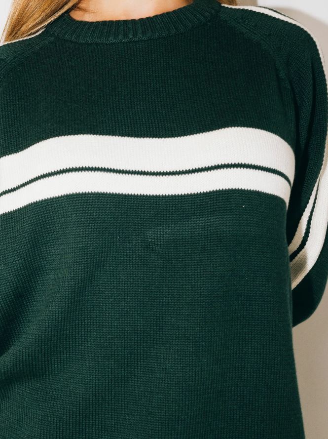 WHITE LINES LONG SLEEVE CREW KNIT